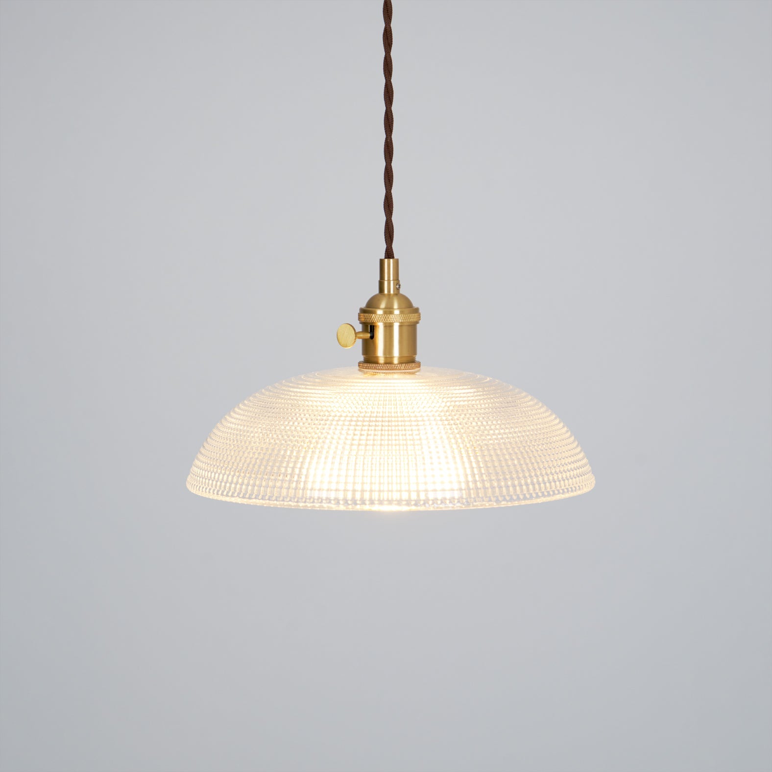 Polished Brass Domed Glass Plug-In Pendant
