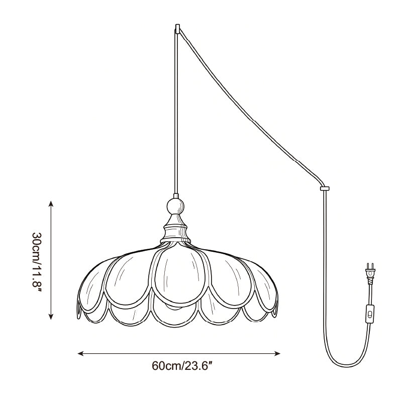 Scalloped Abaca Woven Plug-In Swag Pendant