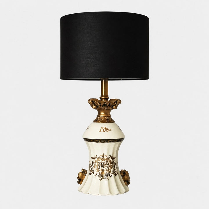 Ornate gold motif ceramic table lamp with dimmer switch