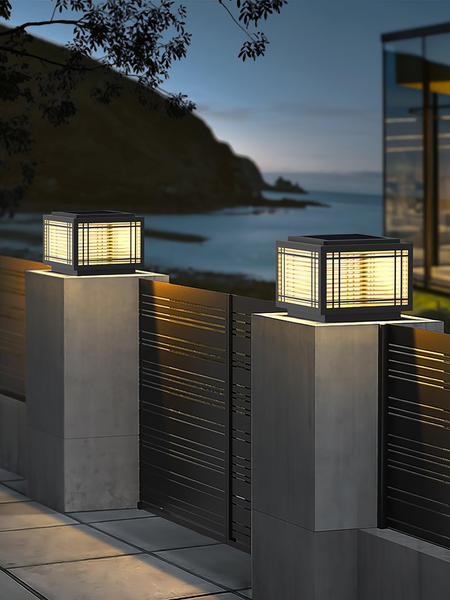 Outdoor Post Light - Solar Stainless Steel Lamp for Deck & Garden Use