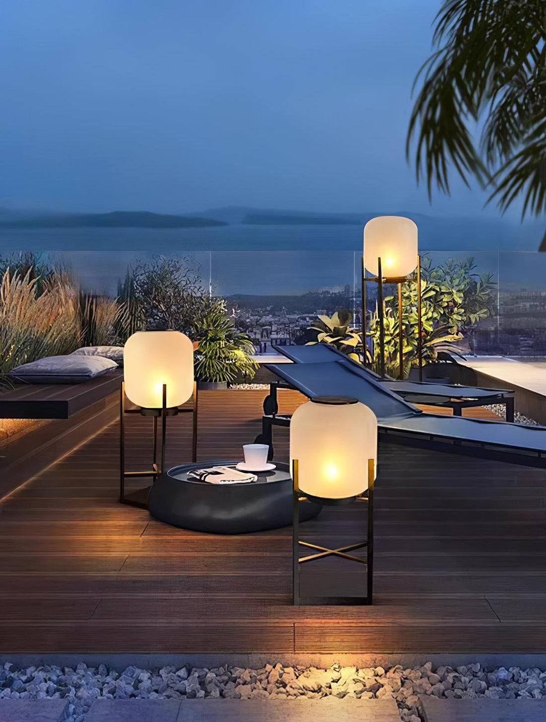 Solar Lantern Floor Lamp - Waterproof Outdoor Light for Garden & Patio