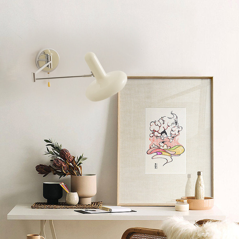 Swing Arm Wall Lamp - Retro White Adjustable Reading Light