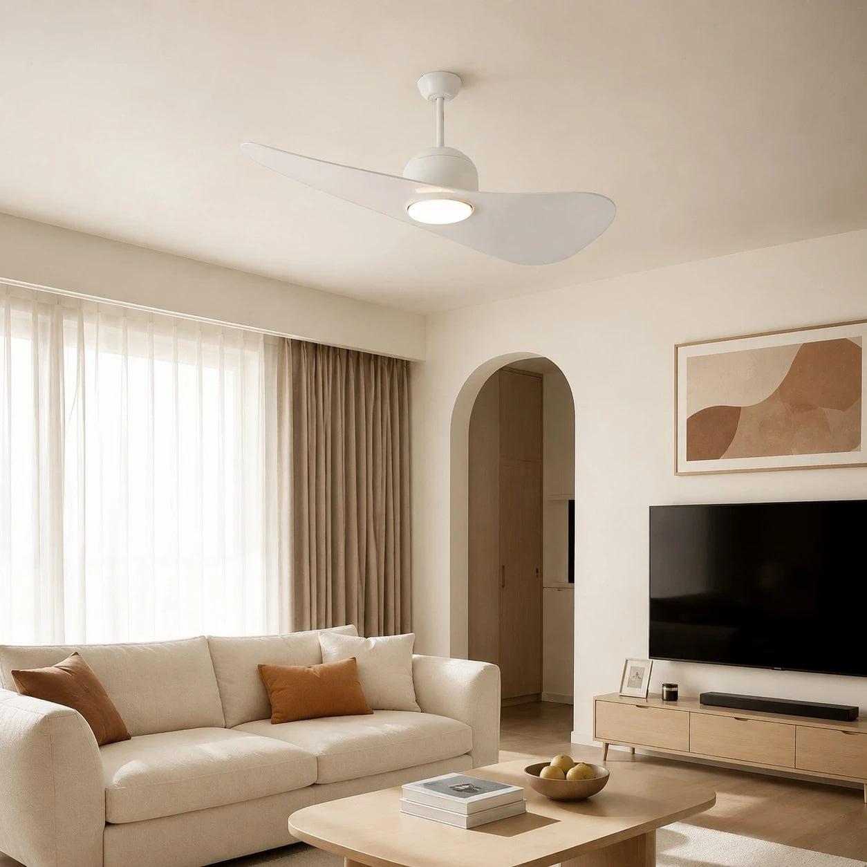Designer Hat Two-Blade Ceiling Fan Light scene image