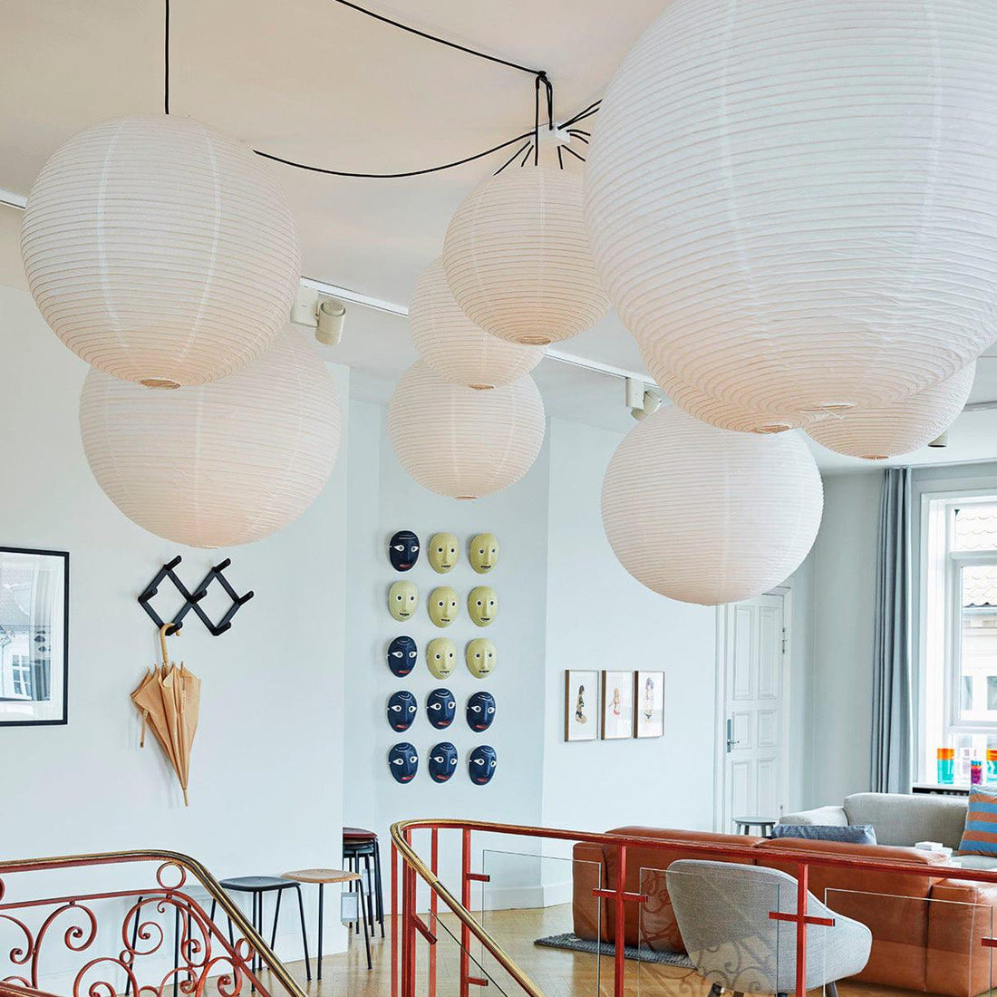 Mid-Century Pendant Swag Light - Japanese Paper Lamp for Bedroom