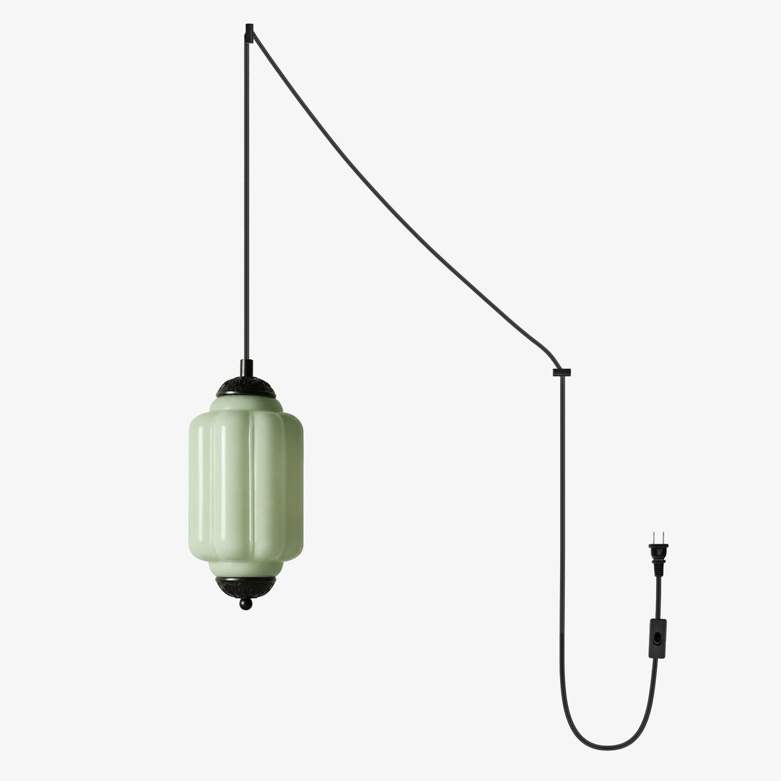 Fluted Glass Antique Brass Plug-In Pendant