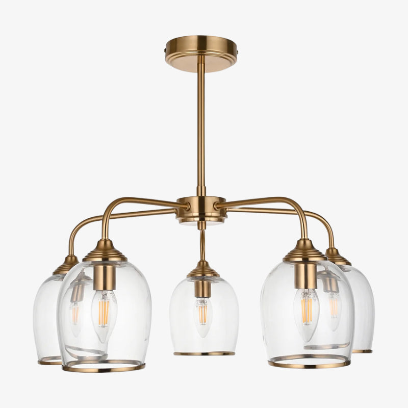 Brazara Multi-Light Glass Shade Pendant Lamp – Curved Metal Arms for Modern Homes