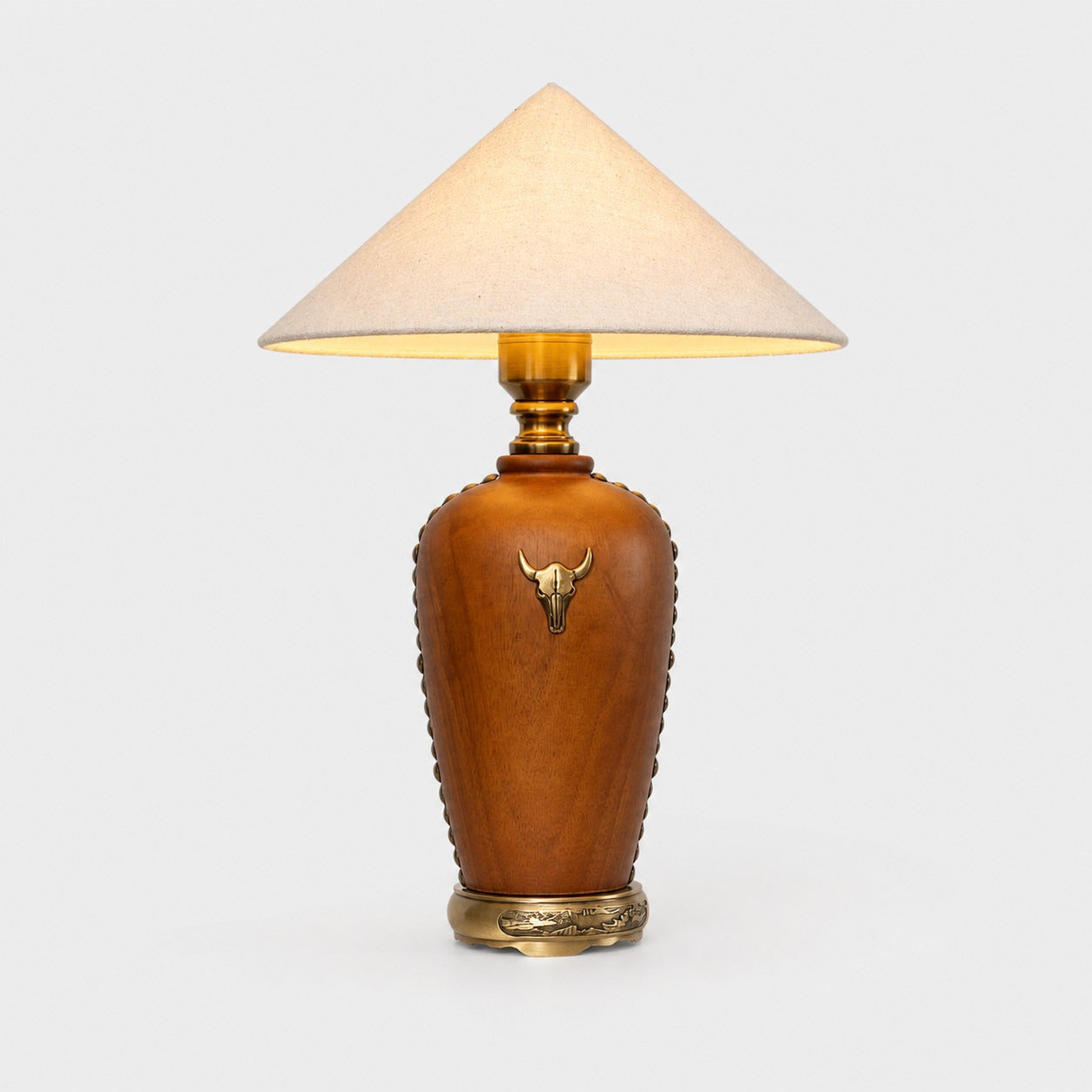 Off-white shade wood table lamp