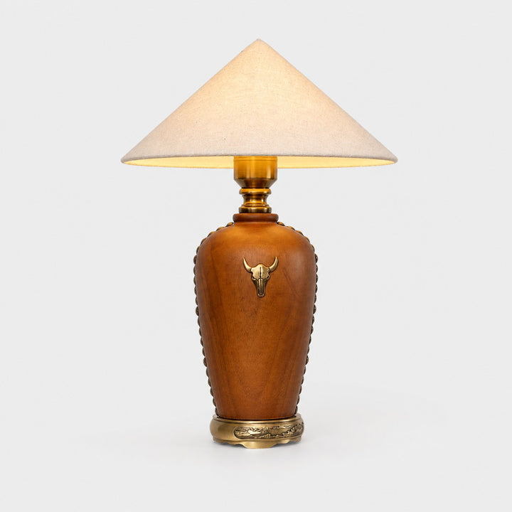 Off-white shade wood table lamp