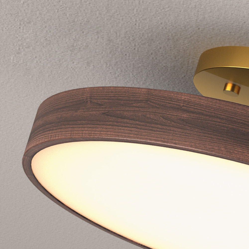 Round LED Ceiling Light - Modern Brown Acrylic Lamp for Bedroom