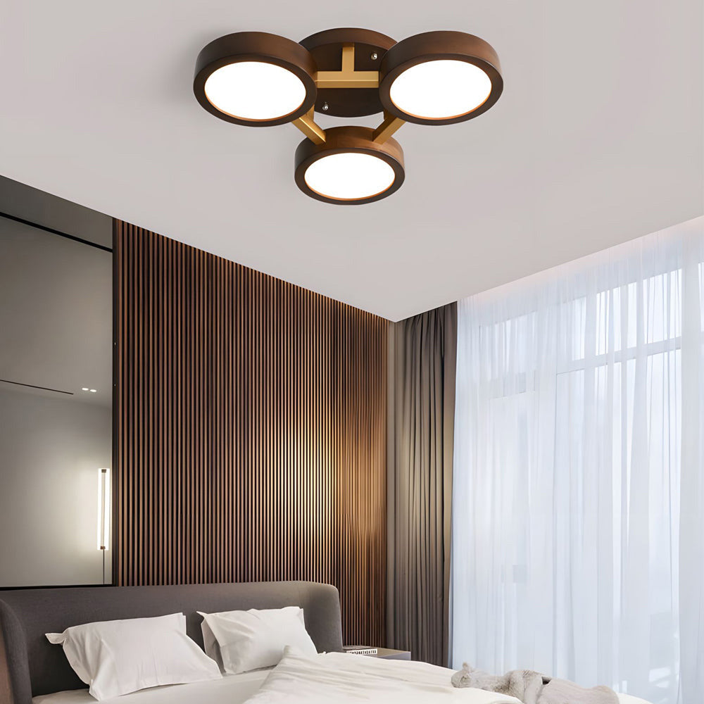 LED Ceiling Light – Modern Iron Wood Fixture for Bedroom Ambiance