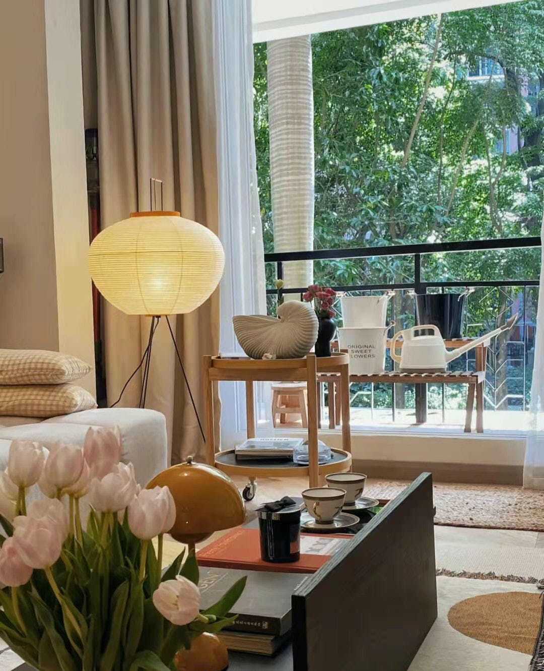 Rice Paper Floor Lamp - Bamboo Frame Soft Light for Living Room