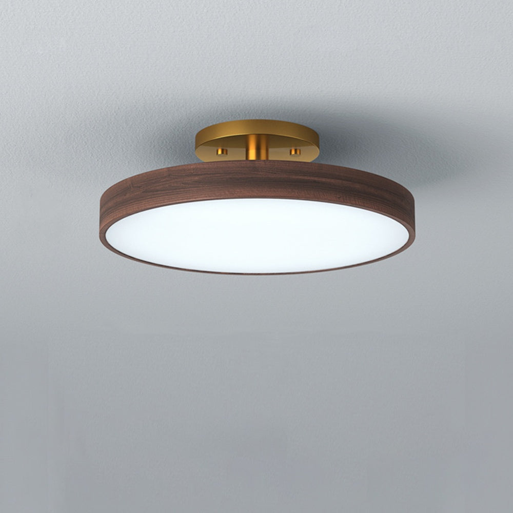 Round LED Ceiling Light - Modern Brown Acrylic Lamp for Bedroom