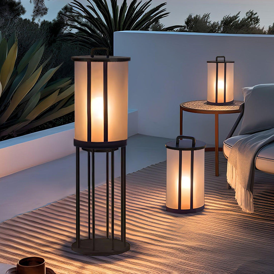 Runde Laterne Außenlampe - Acrylsäule Warmes Licht für den Gang