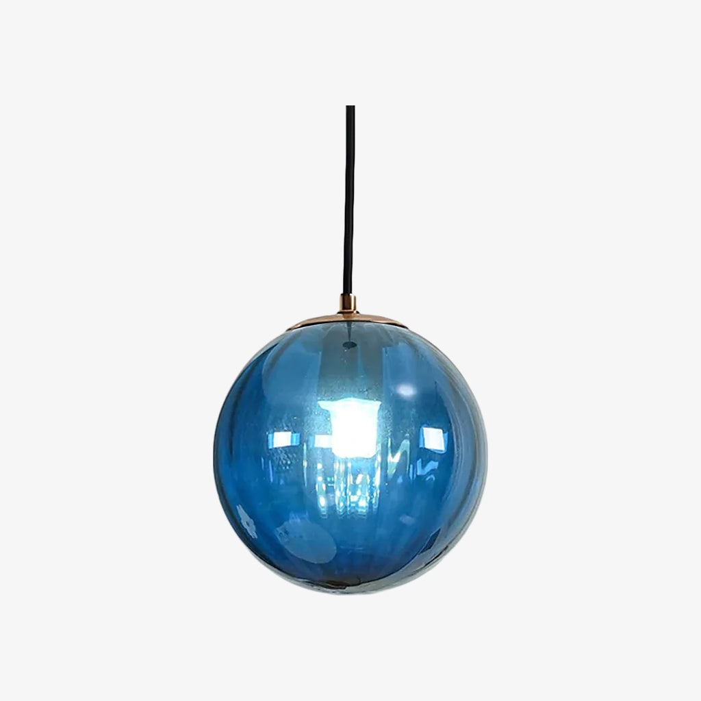 Lunorie Iron Metal Glass Globe Pendant Light – Sculpted Adjustable Pendant for Dining Spaces