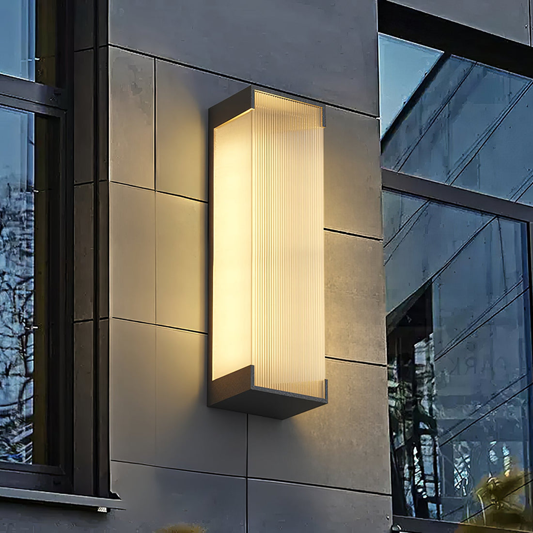 Rechteckige Außenwandleuchte - Moderne schwarze Lampe für Veranda &amp; Garten