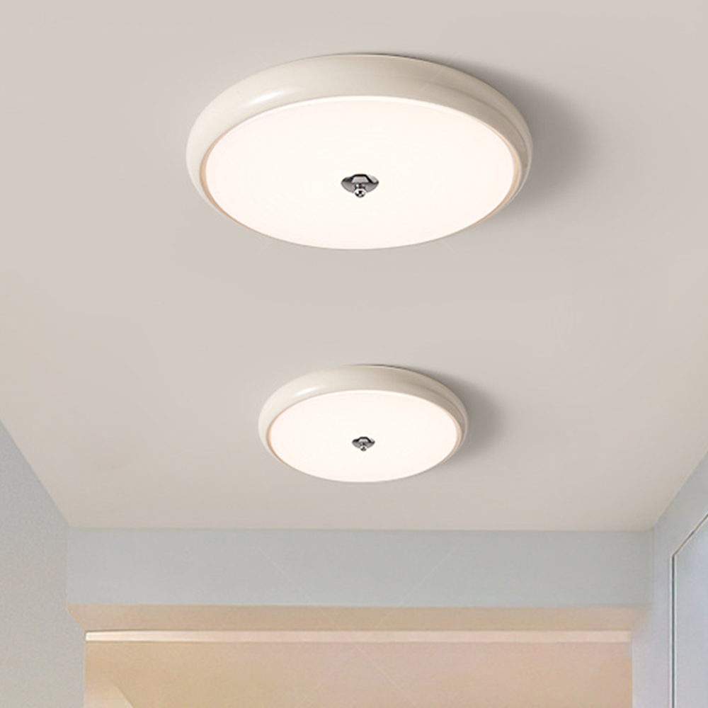 French Cream Ceiling Light - Disc-shaped Fixture for Bedroom