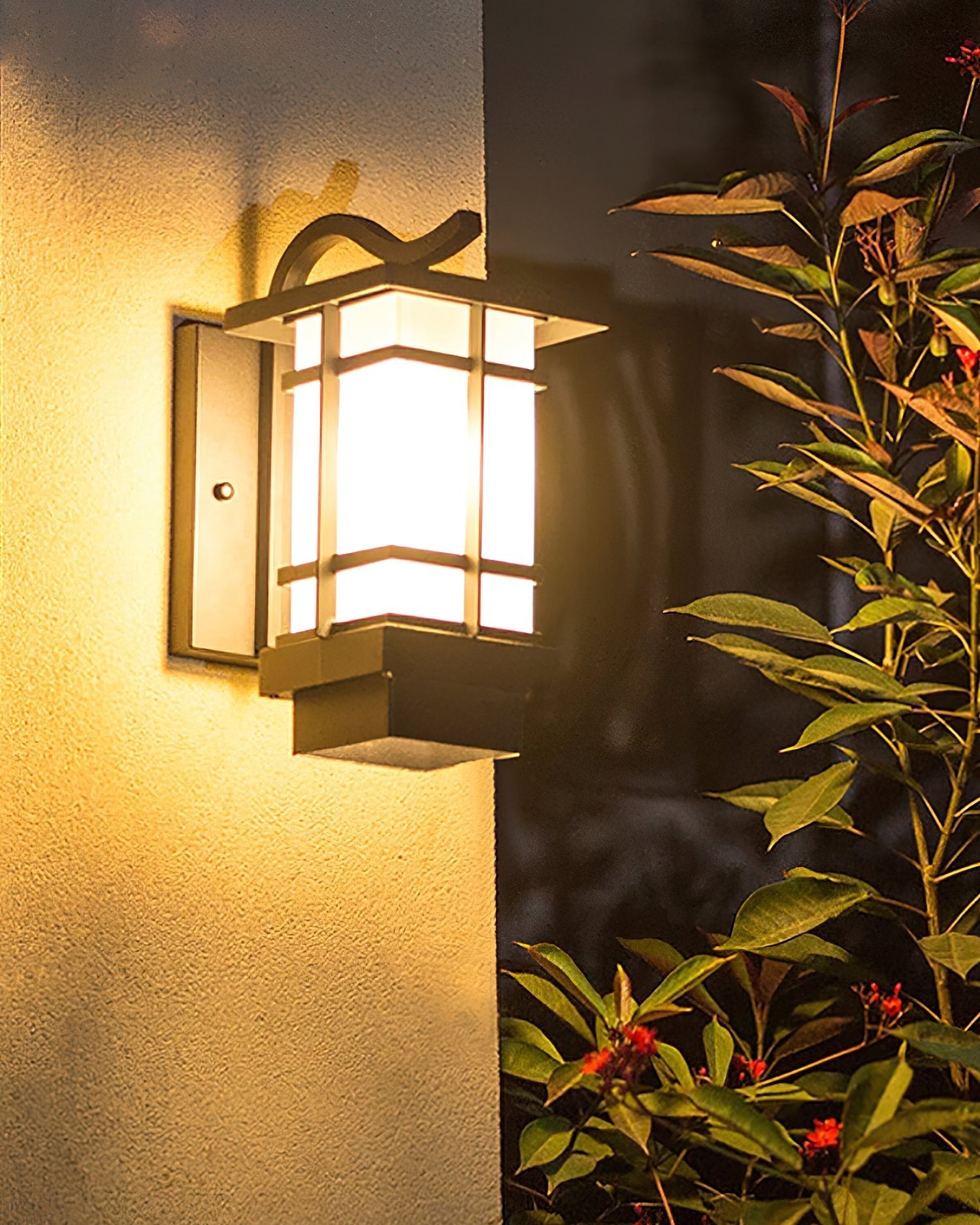 Lantern Wall Lamp - Frosted Outdoor Light for Porch & Patio