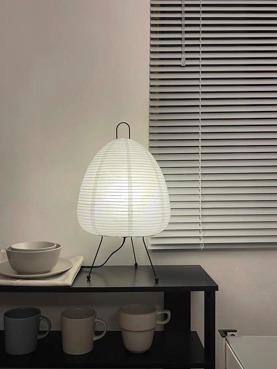 Japanisch inspirierte Papiertischlampe – Maulbeerpapierlampe fürs Schlafzimmer