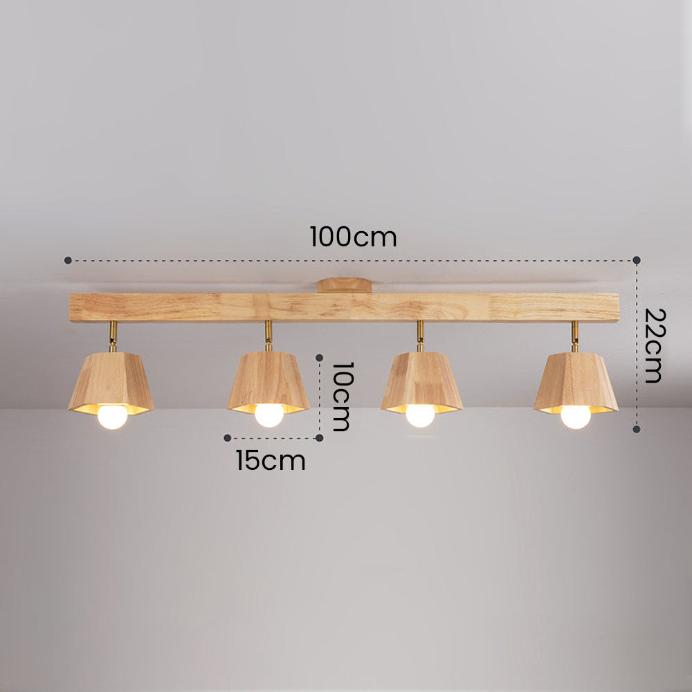 Adjustable Wood Ceiling Light - Polygons Track Light for Living Room
