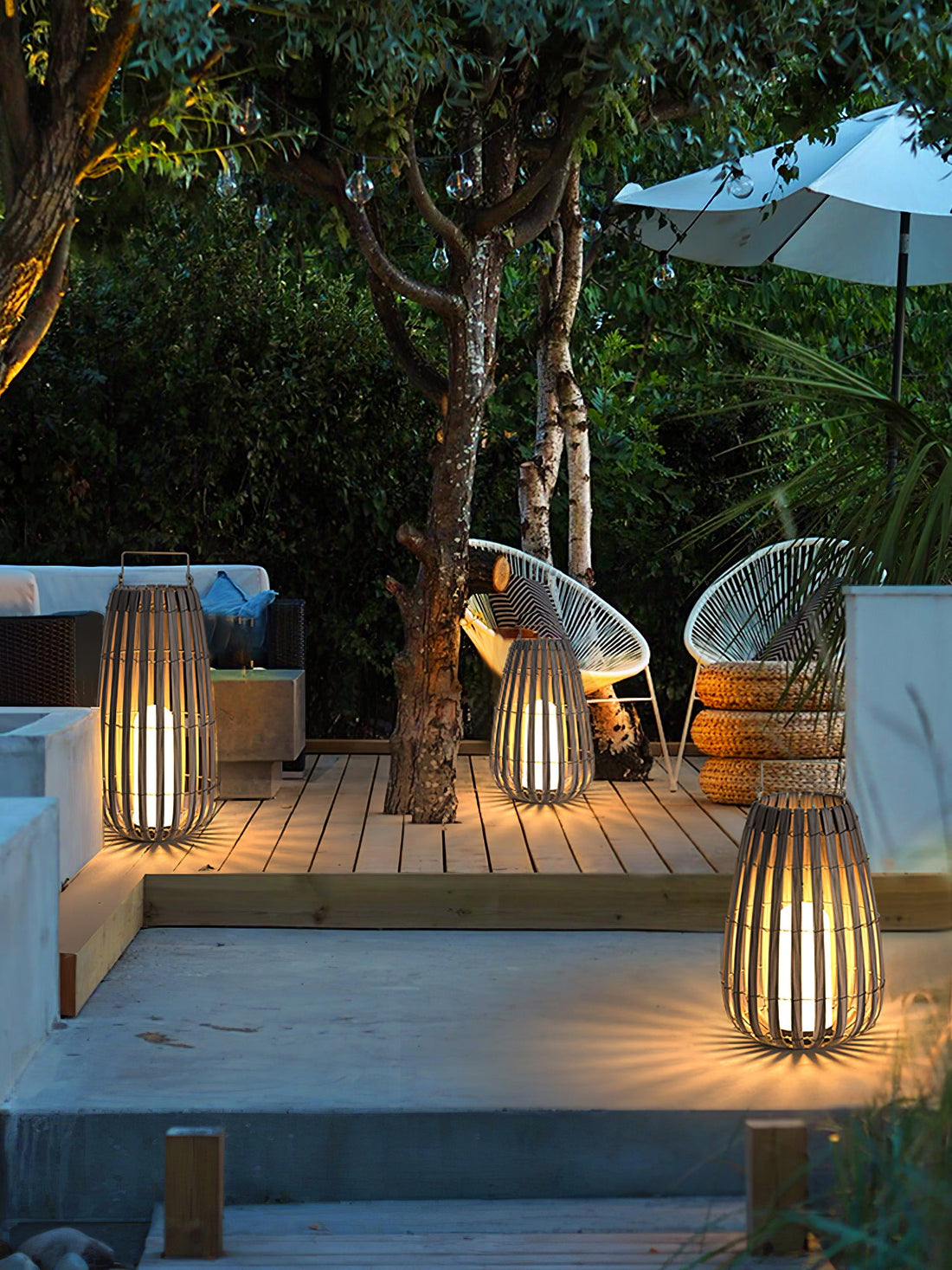Tropic Braid Outdoor Lamp - Faux-Rattan Metal Waterproof