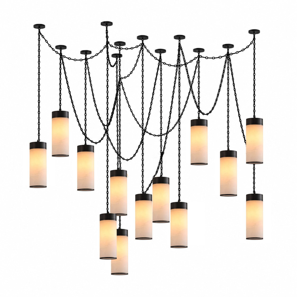 Cream Alabaster Chain Hardwired Pendant Light