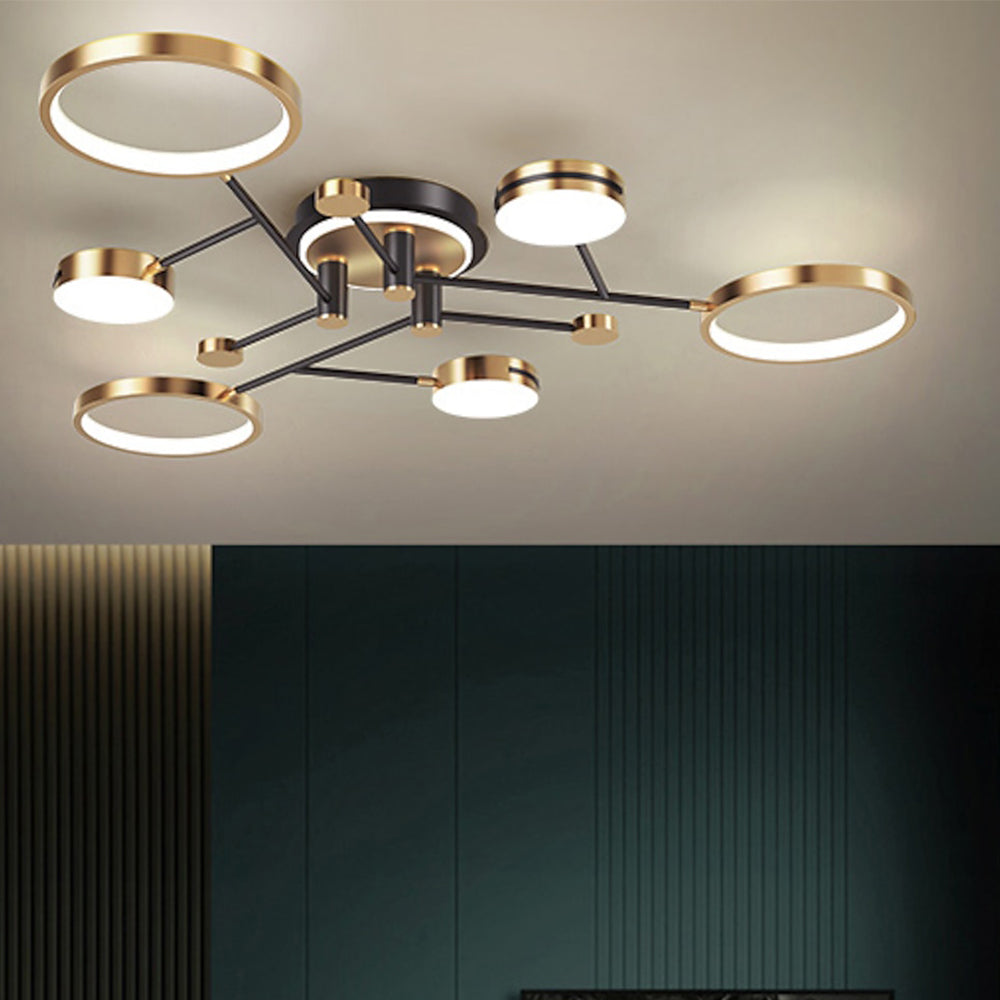 Gold Circle Ceiling Light - Creative LED Living Room Lighting Modern