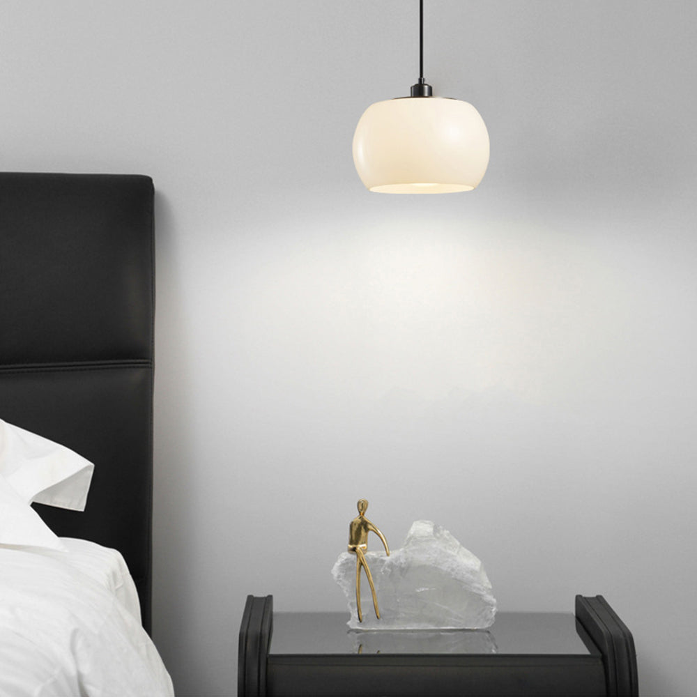 Bauhaus Glass Pendant Lights - Modern White Orb Lamp for Bedroom