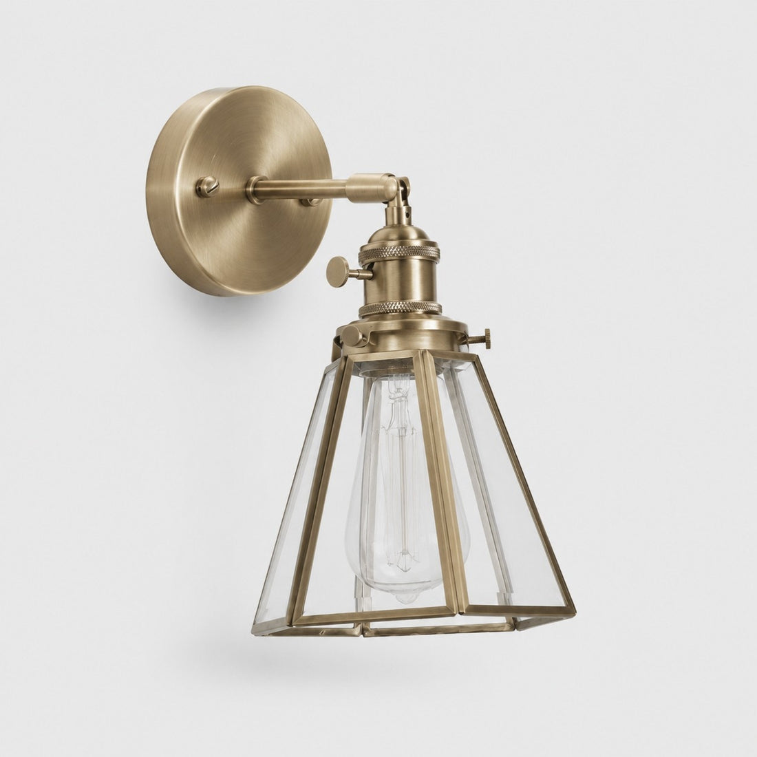 Vintage Brass Glass Wall Sconce