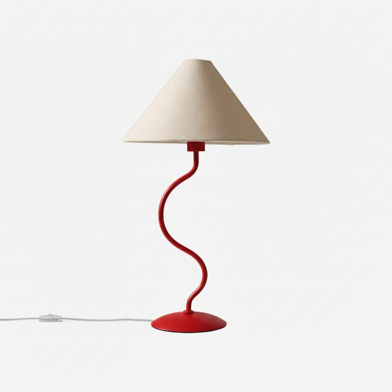 Rivlox Modern Geometric Fabric Table Lamp - Angled Zigzag Pattern for Office Lighting