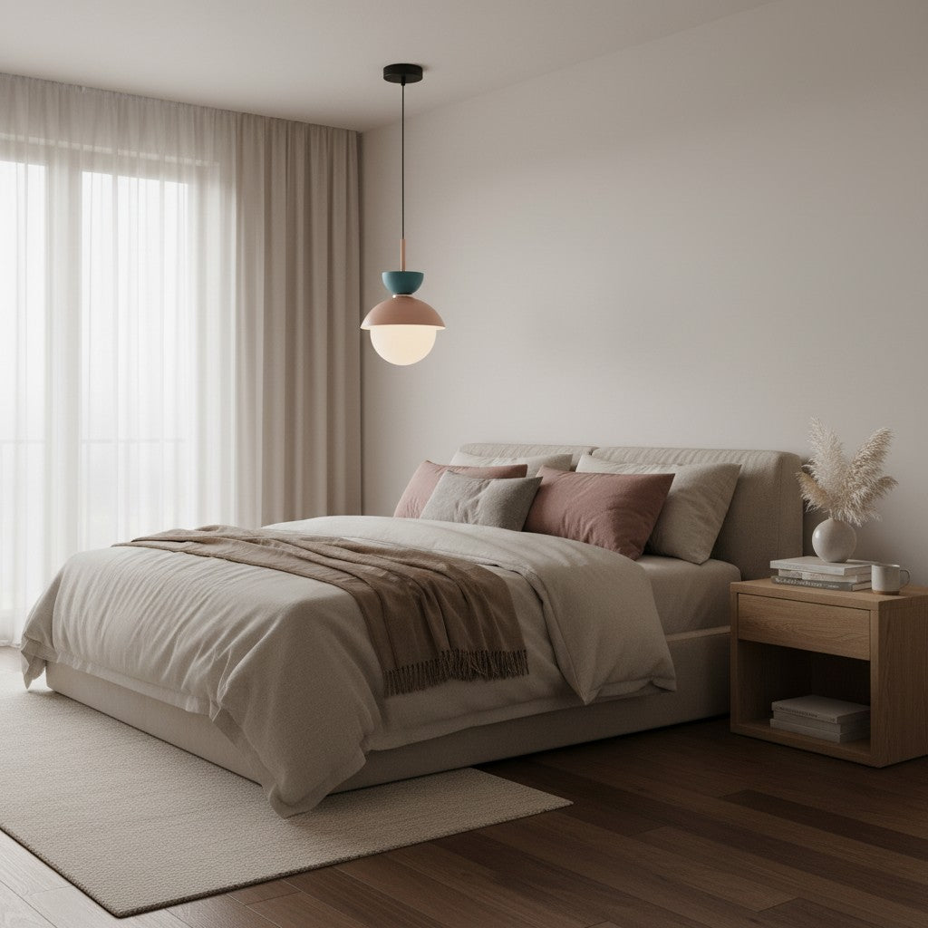 Frovela Nordic Macaroon Pendant Lamp with Globe Design – Aluminum Lighting for Bedroom or Living Room