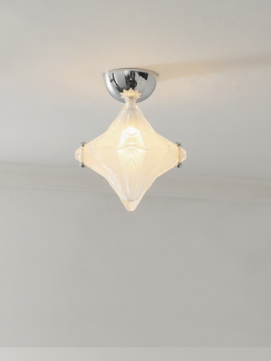 Art Deco Star Ceiling Lamp - Frosted Glass Fixture for Hallway & Entryway - Astris Ceres