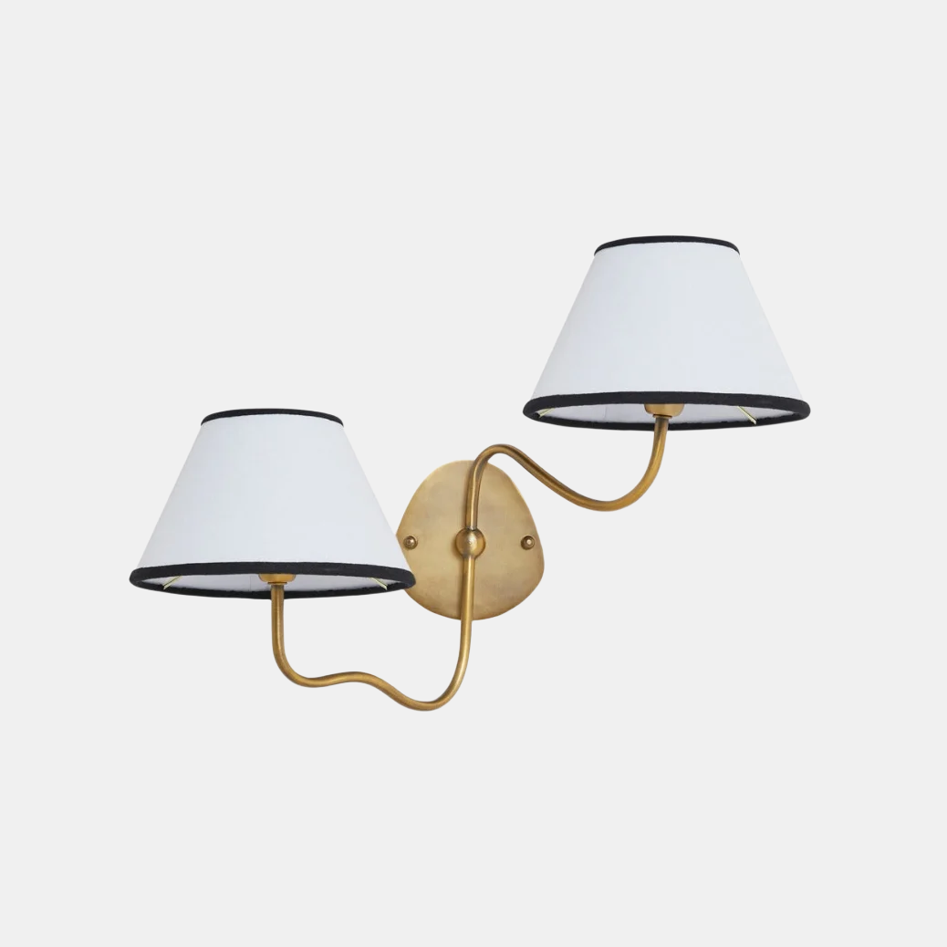 Kulo Stoff-Wandleuchte – Moderne Wandleuchte aus Leinen mit zwei Armen für das Wohnzimmer