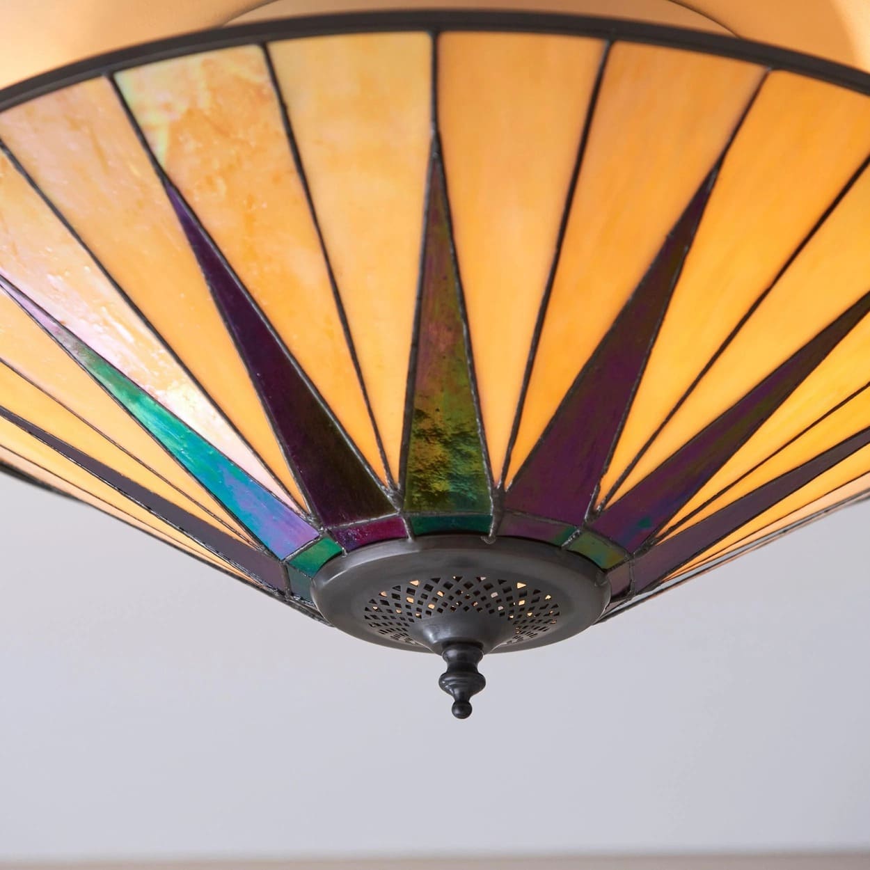 TF Dark Star Tiffany Ceiling Lamp – Stained Glass Star Design for Dining or Hall