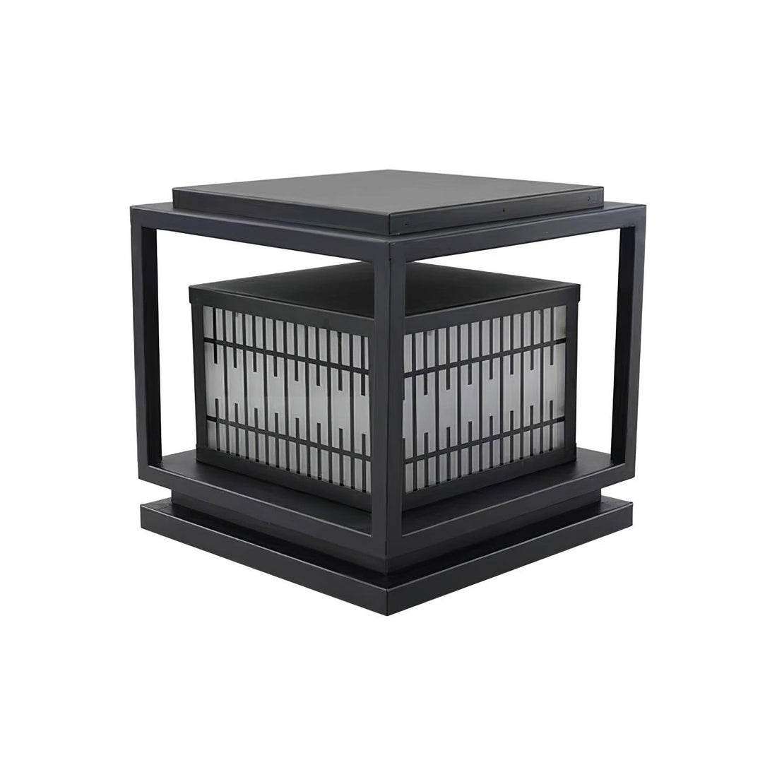Frosted Alabaster Window Grille Light - Metal Outdoor Post Lamp