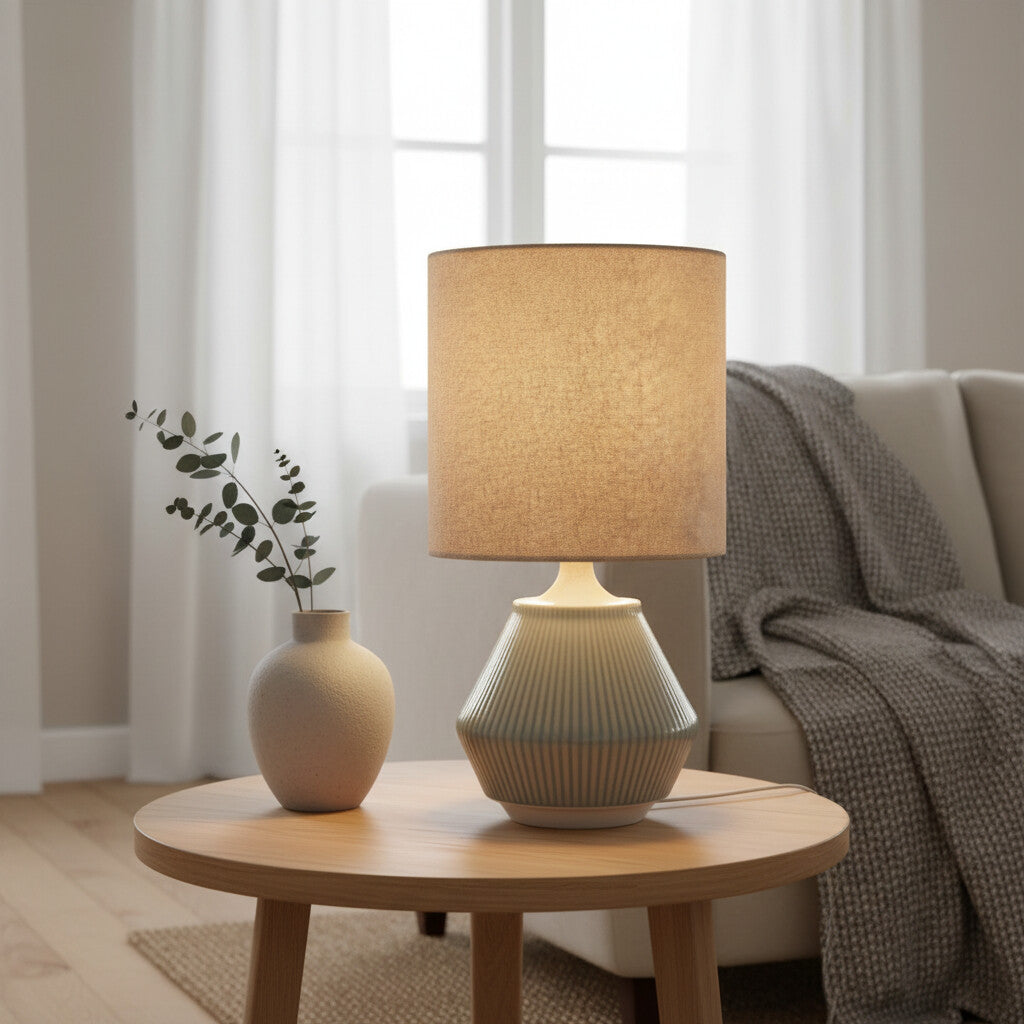 Ceruna Ripple Ceramic Table Lamp – Modern Design Minimalist Style Lighting Perfect for Living Room Bedroom Office