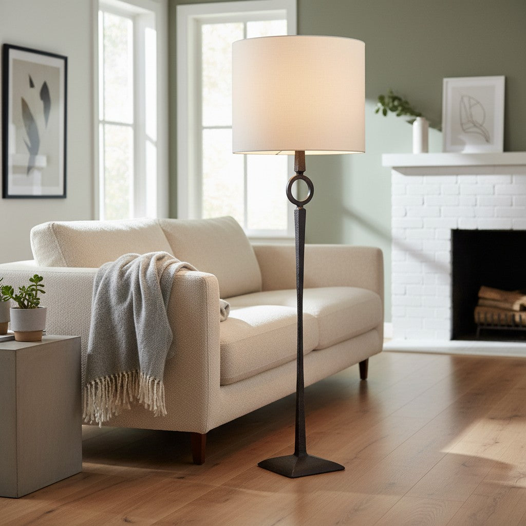 Trova Wrought Iron Floor Lamp - Single-Pole Design for Bedroom and Office Lighting
