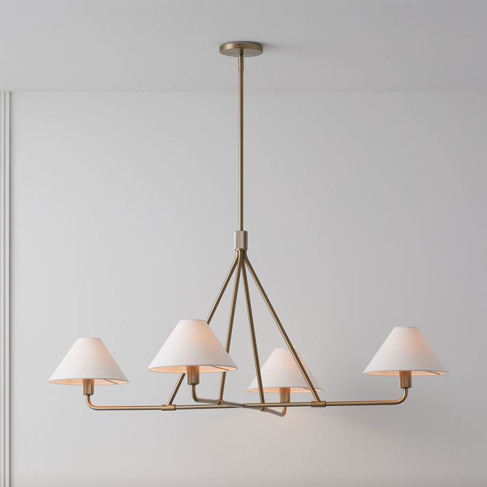 Diora Chandelier - Modern Metal Fixture with Linen Shades