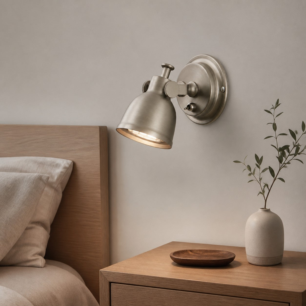 Brushed Nickel Adjustable Reading Wall Light