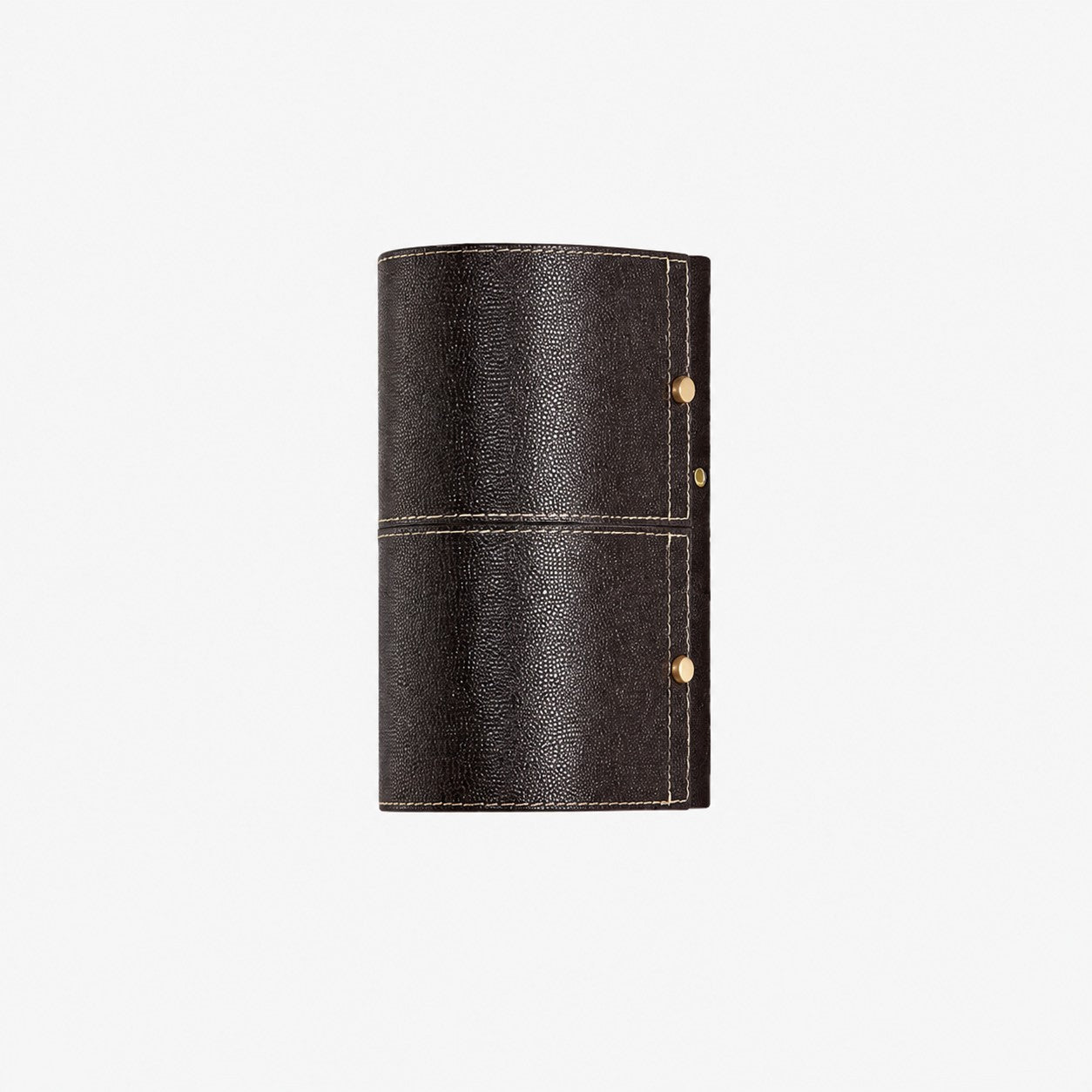Dark brown leather wrapped wall sconce on clean background