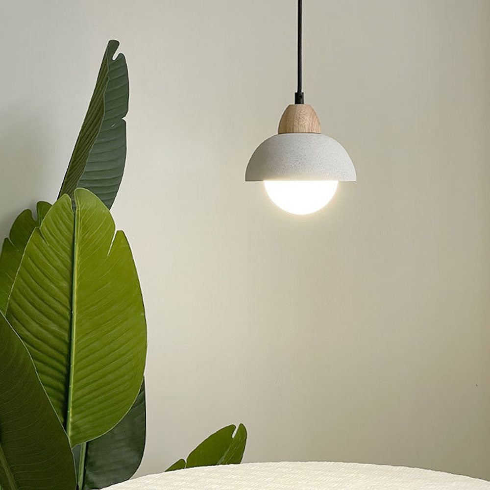 White Stone Pendant Light - Minimalist Kitchen Island Lighting Modern
