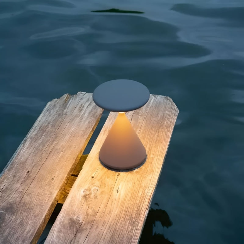 Moderne kegelförmige kabellose Tischleuchte für Ess- und Wohnzimmer