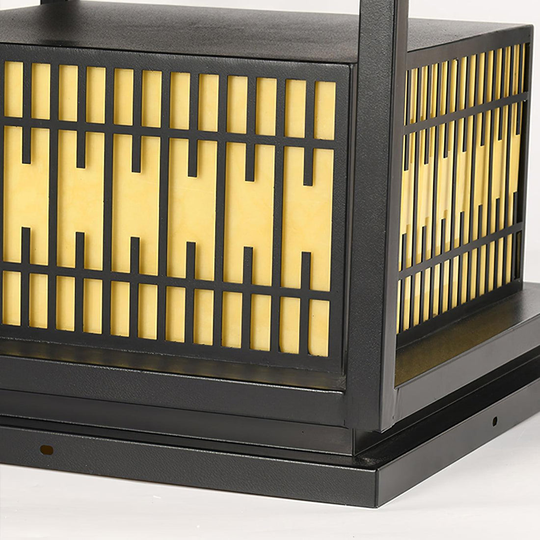 Frosted Alabaster Window Grille Light - Metal Outdoor Post Lamp