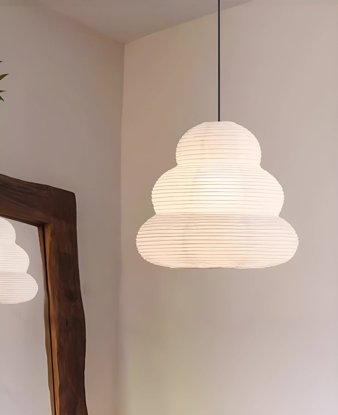 Beige Mulberry Paper Swag Pendant Light