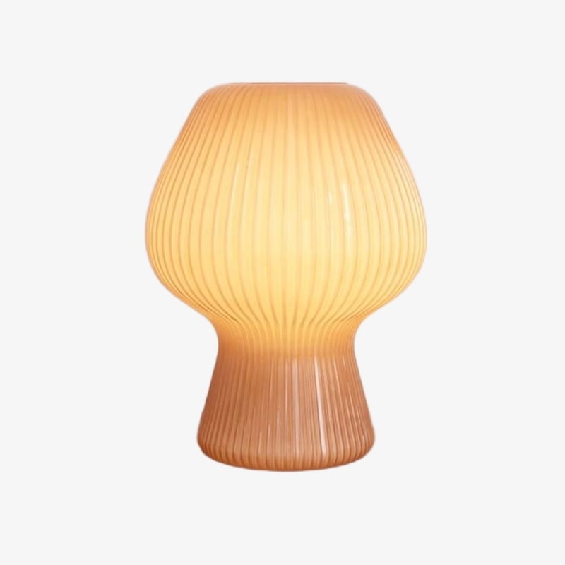 Nera Ribbed Glass Table Lamp Retro – Modern Design Glow Nightstand Accent