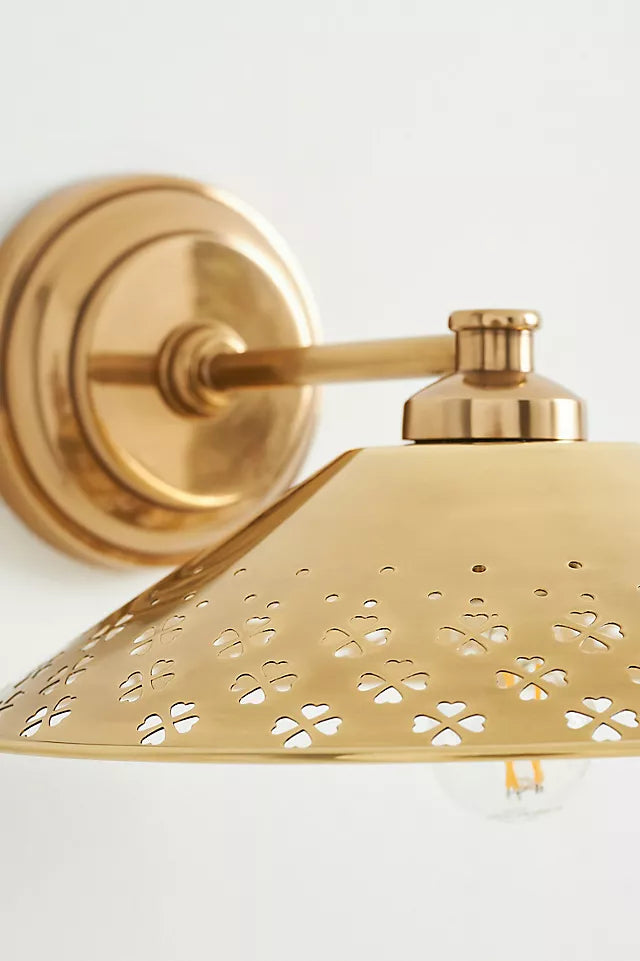 Auriglow Brass Wall Sconce - Perforated Modern Wall Light for Hallway