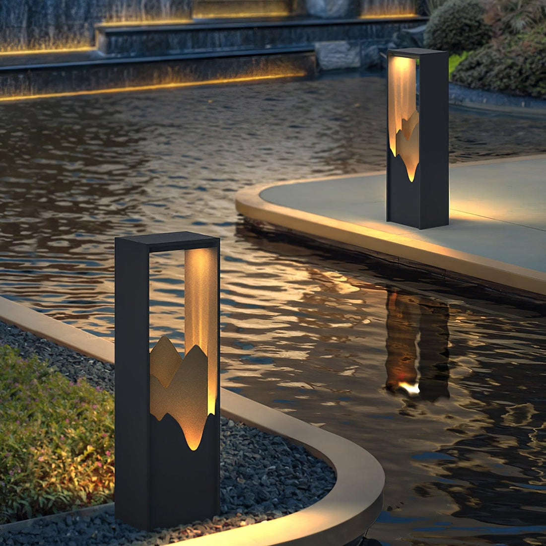 Modern Solar Outdoor Light - Square Lamp Stainless Steel for Garden