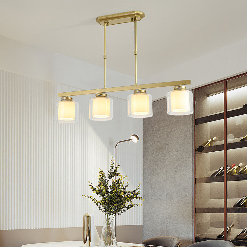 Kitchen Island Pendant Light - Modern Adjustable Height Glass Lighting