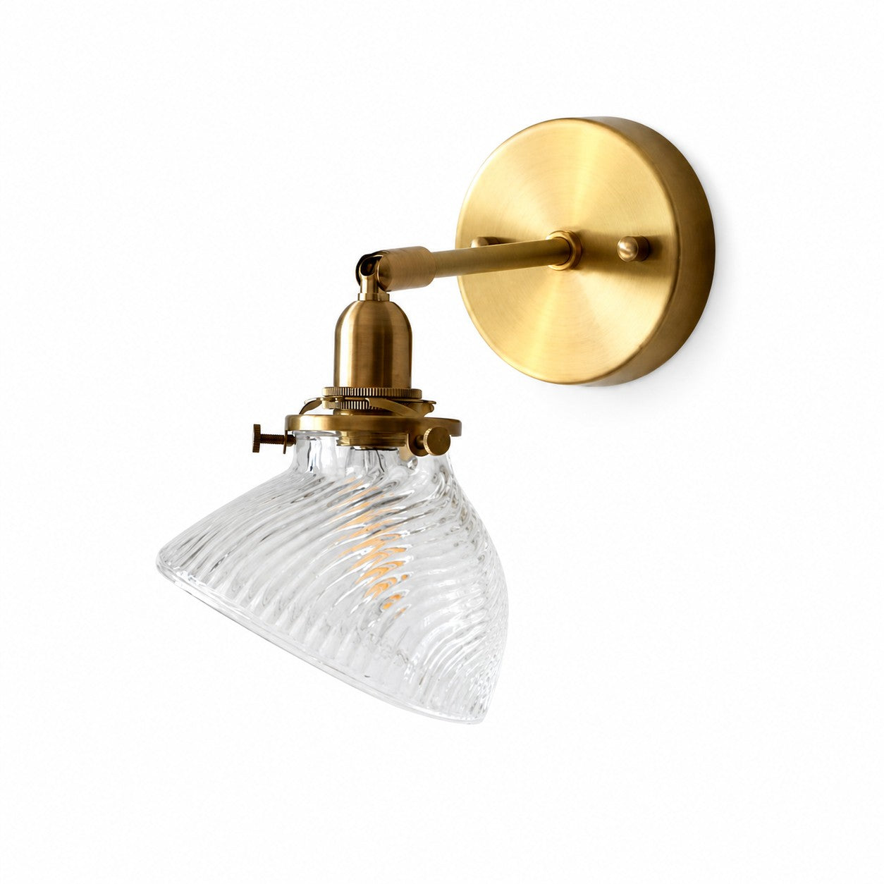 Brass wall lamp with clear glass shade SKU image