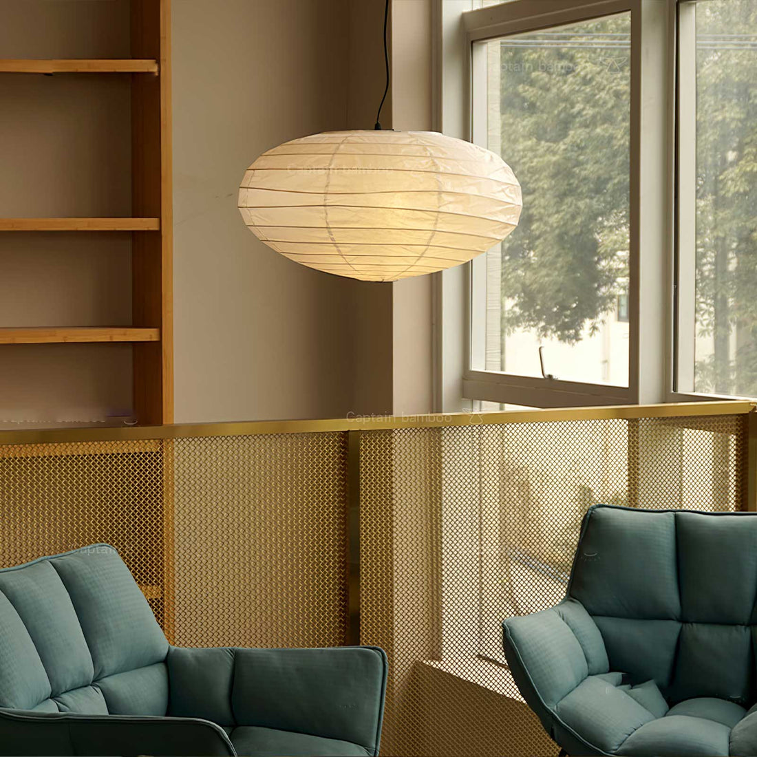Washi Paper Pendant Lamp - Minimalist Japanese Light for Bedroom Decor