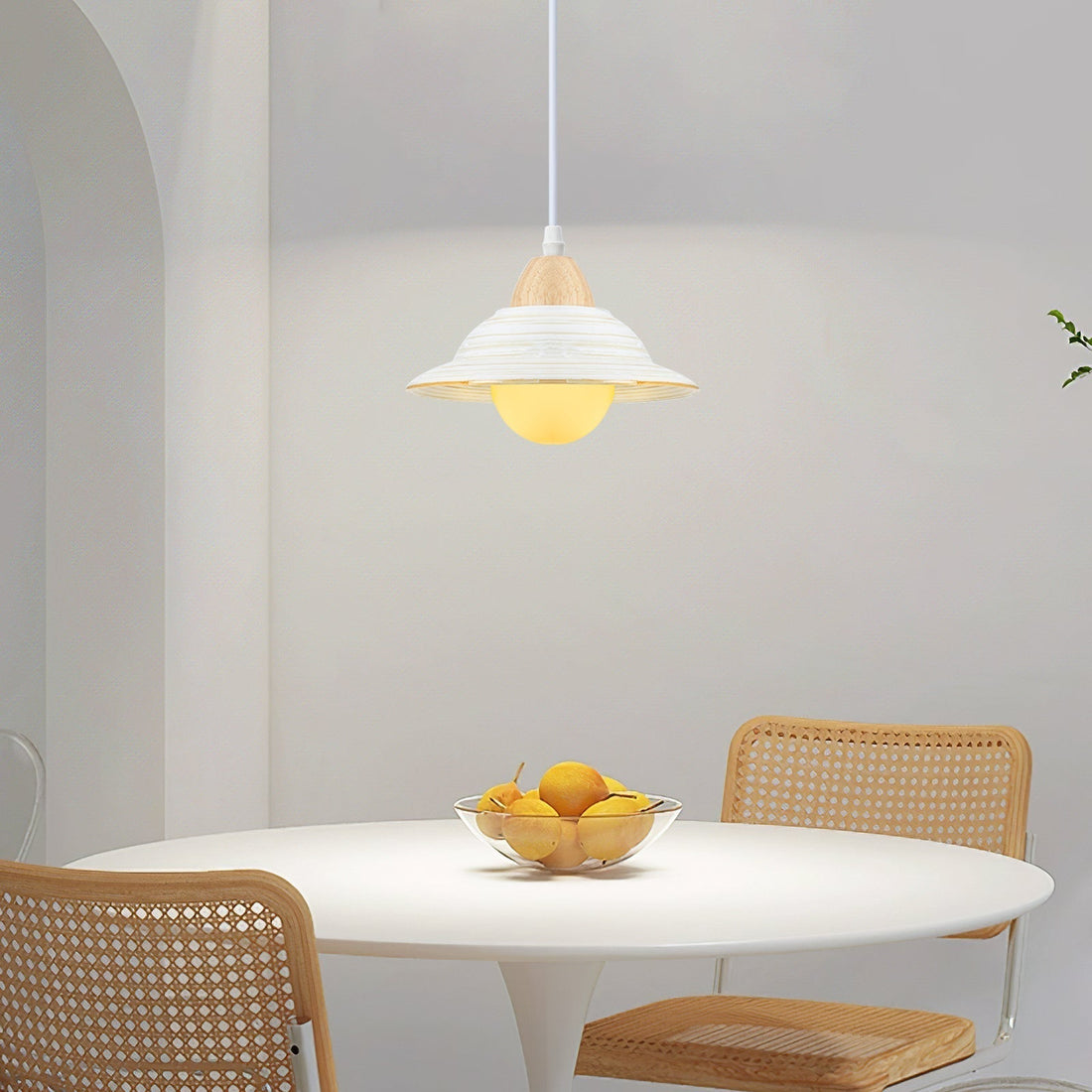 White Ceramic Pendant Light - Creative Milky Hat Design for Interiors